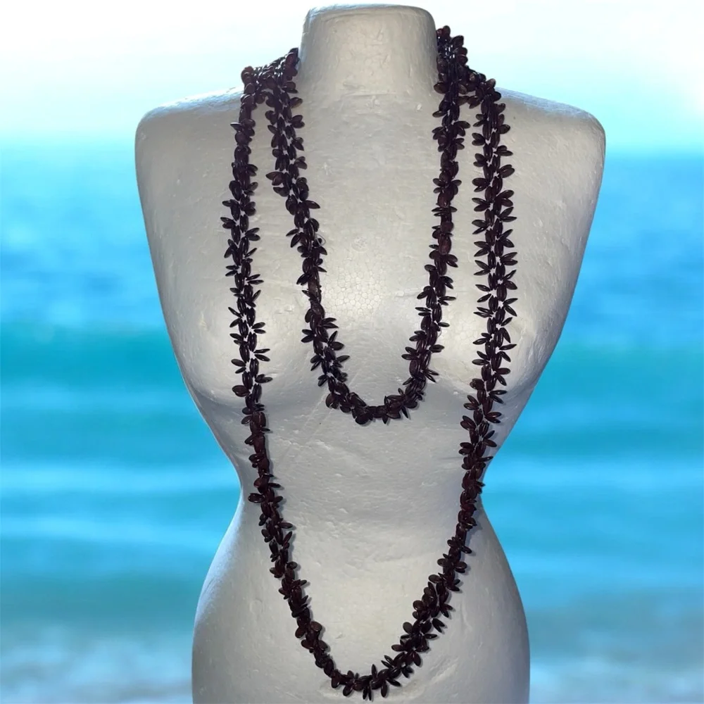 Natural brown Watermelon Seeds Long Necklace Eco-Friendly vintage hand strung